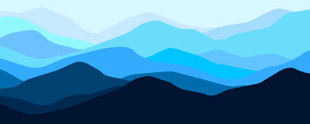 Multicolor mountains panorama, translucent waves, abstract color glass shapes, modern background,...