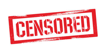 Stencil CENSORED inscription. Red forbidden graffiti print on white background. Vector design street artのイラスト素材