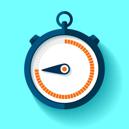Stopwatch icon in flat style, round timer on color background. 45 seconds. sport clock. Vector design element for you business projectのイラスト素材