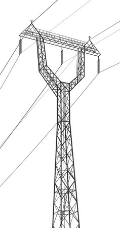 High voltage transmission systems. electric pole. power lines. A network of interconnected electrical. Vector design illustrationのイラスト素材