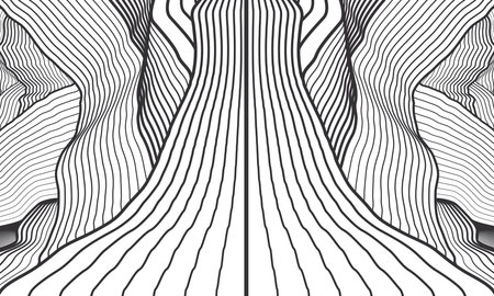 Abstract vector background. Outline mountains. wave line illustration. black and white art