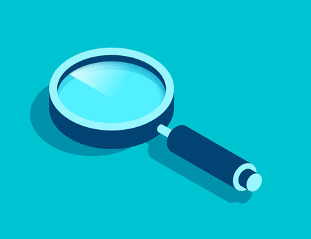 Magnifying glass icon in 3d flat style. Search loupe on color background. business analytic illustration. vector design object for you projectのイラスト素材