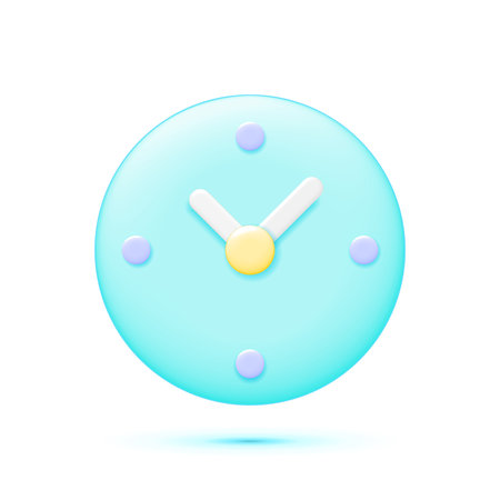clock icon in flat style. 3d clock face. Cartoon timer on blue background. business watch. Vector...