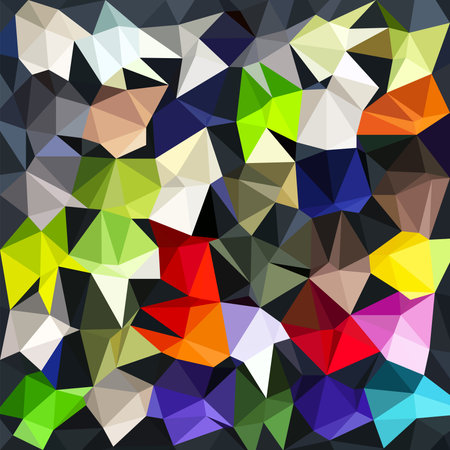 Triangles multicolor background, color crystals. Low polygonal mosaic, creative origami shapes, vector designのイラスト素材