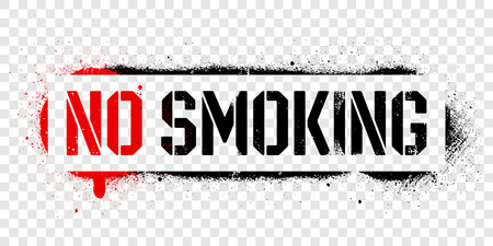Stencil No Smoking description. Black and red graffiti print on transparent background. Vector design street artのイラスト素材