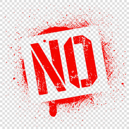 Stencil No description. Red graffiti print on transparent background. Vector design street artのイラスト素材