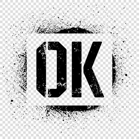 Stencil OK inscription. Black graffiti print on transparent background. Vector design street artのイラスト素材