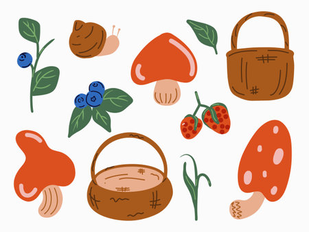 A foresters set for childrens books. Childrens illustrationsのイラスト素材