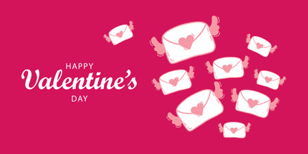 Web banner for Valentine Day, announcement, discountsのイラスト素材