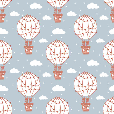 Seamless pattern with a hot air balloonのイラスト素材