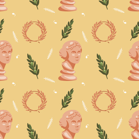 Seamless pattern with antique ancient Greek elements for a unique museum designのイラスト素材