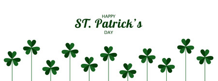 Green shamrocks with place for text on white background. Happy St.Patricks Day.のイラスト素材