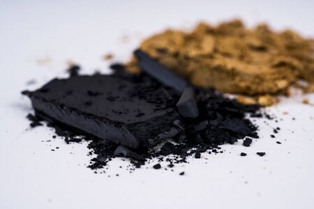 Eye shadows in gold and black color.の写真素材