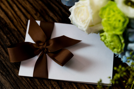 Flower and card as a background.の写真素材