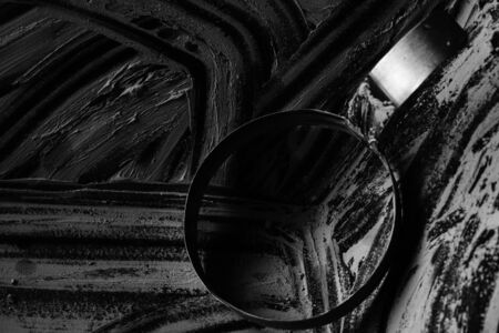 wooden black & white texture backgroundの写真素材