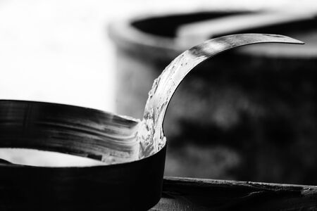 wooden black & white texture backgroundの写真素材