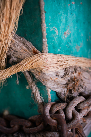 Rope and chain as a background.の写真素材