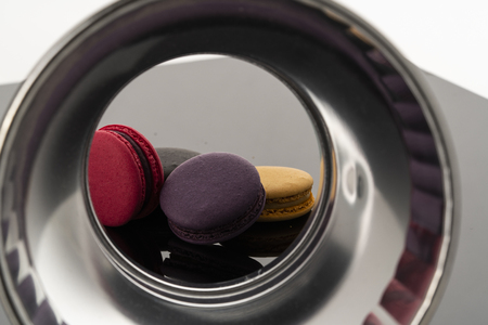 Colorful macaron and reflectionの写真素材