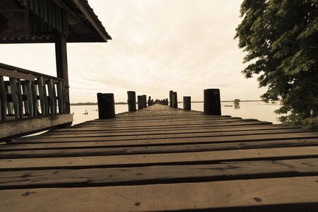 Mandalay, Myanmar - August 5, 2018 : Wooden bridge named U-bein at Mandalay, Myanmar, editorialのeditorial素材