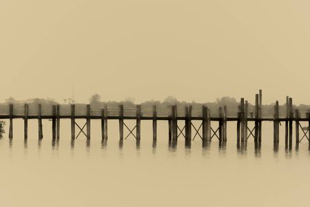 Mandalay, Myanmar - August 5, 2018 : Wooden bridge named U-bein at Mandalay, Myanmar, editorialのeditorial素材