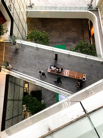 Bangkok, Thaialnd : March 3, 2019 - People on top view building of department store in Bangkok...
