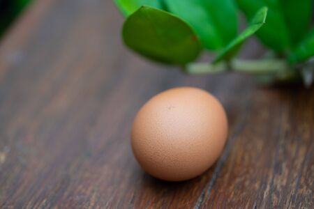 egg on wooden table