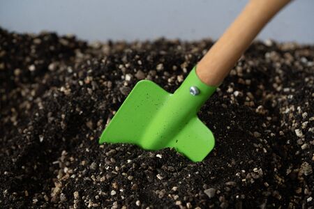 soil and shovelの写真素材