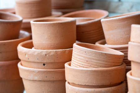 Clay pots for plantingの写真素材