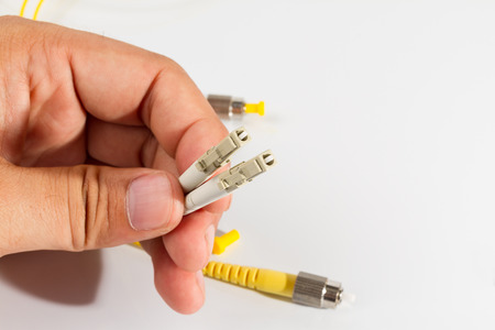Close up of a fiber optic patchcord head
