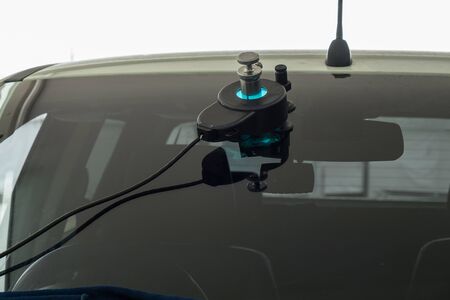Repairing equipment for fixing of damaged windshieldの写真素材