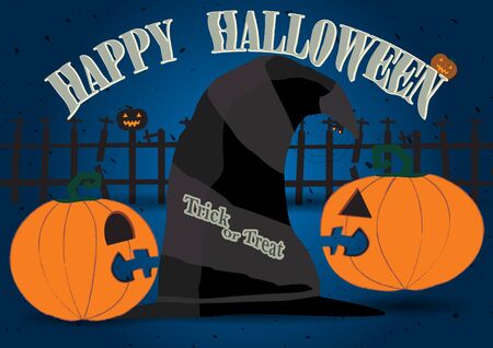 Halloween vector illustration - halloween pumpkin with Witch hat.の写真素材