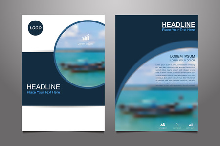 Blue Vector annual report Leaflet Brochure Flyer template design, book cover layout design, Abstract dark blue presentation book cover templatesの写真素材