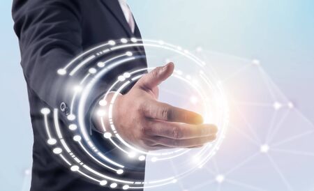 business man use wireless tecnology, Wireless technology concept.