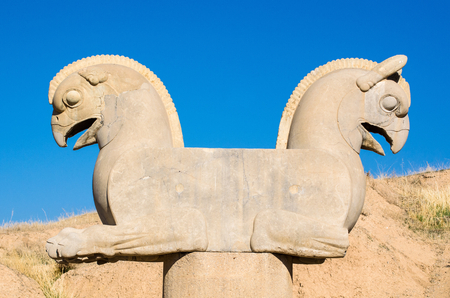 Two-Headed Griffin Sculpture in Persepolisの写真素材