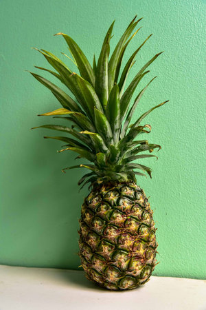 Isolated Pineapple with Green Leavesの写真素材