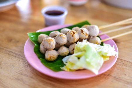 Thai-Style Pork Ball Skewersの写真素材