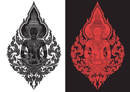 Thai arts outline stroke vector patternのイラスト素材