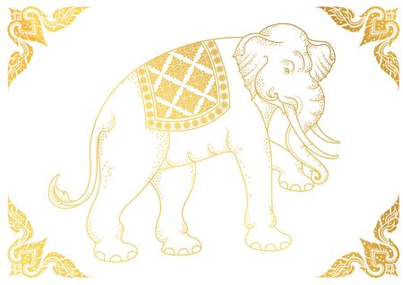 white Elephant outline thai traditionのイラスト素材