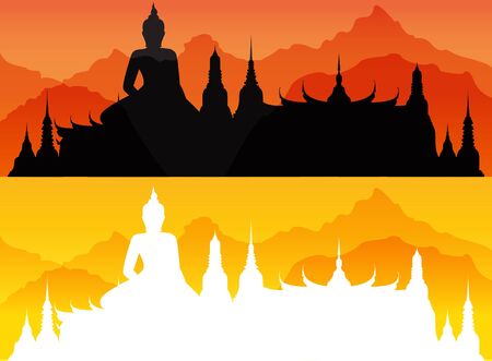 vector, Wat in bangkok thailandのイラスト素材