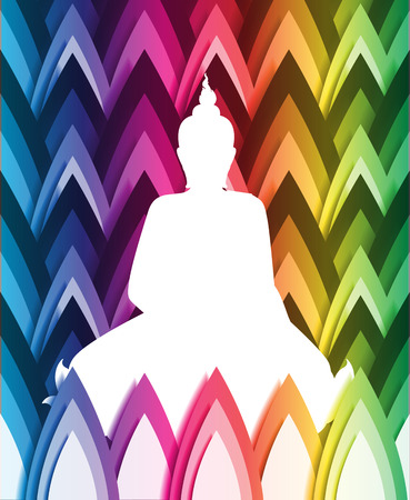 Vector buddha on geometric color backgroundのイラスト素材