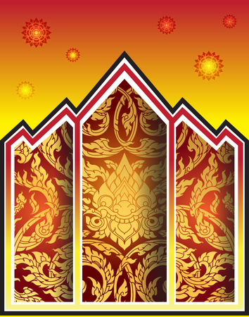 thai outline in window temple vectorのイラスト素材