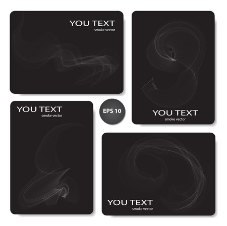 set business cards abstract smoke on black backgroundのイラスト素材