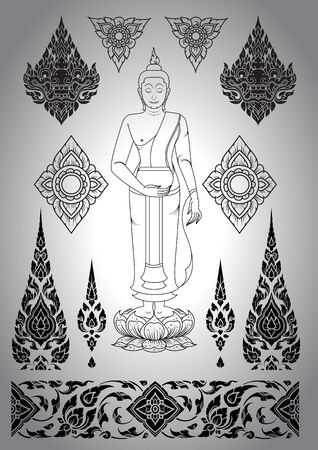 Thai art buddha pattern vectorのイラスト素材
