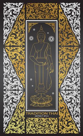 buddha thai tradition pattern backgroundのイラスト素材
