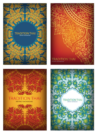 set abstract background thai tradition vectorのイラスト素材