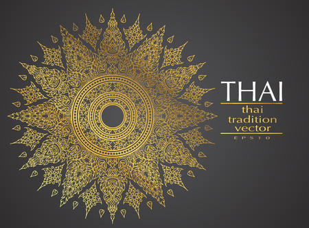 Thai art element Traditional gold for greeting cardsのイラスト素材