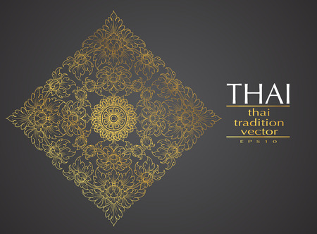 Thai art element Traditional gold for greeting cardsのイラスト素材