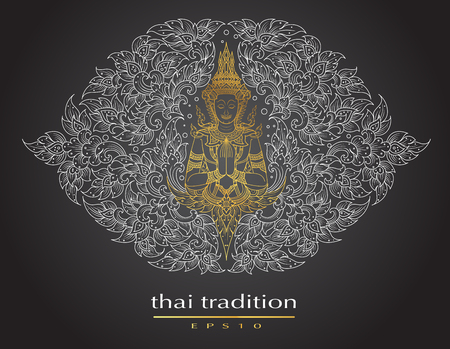 Thai art element Traditional of buddha flowersのイラスト素材