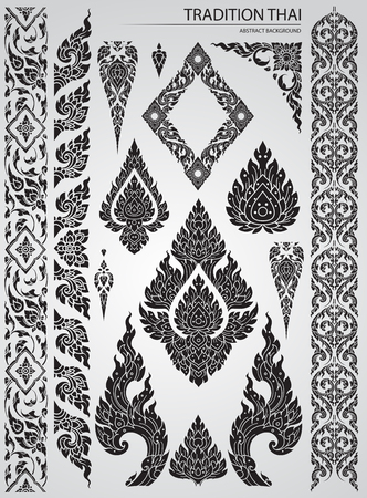 Set of Thai art element, Decorative motifs. Ethnic Art, icon vectorのイラスト素材