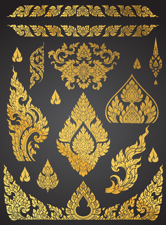 Set of Thai art element, Decorative motifs. Ethnic Art, icon vectorのイラスト素材